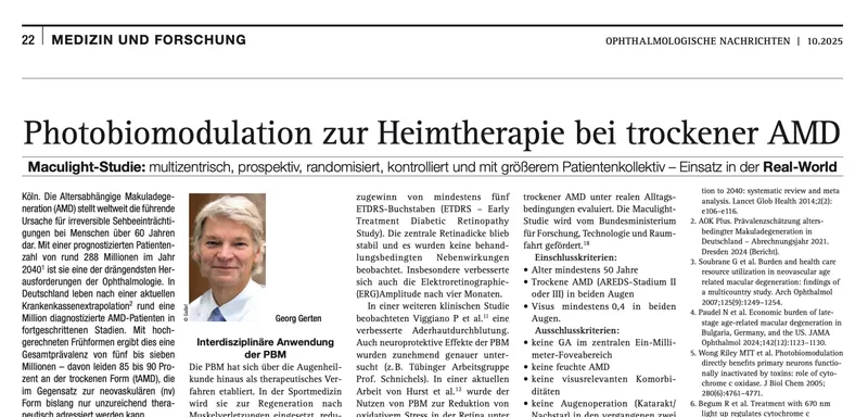 Photobiomodulation zur Heimtherapie bei trockener AMD