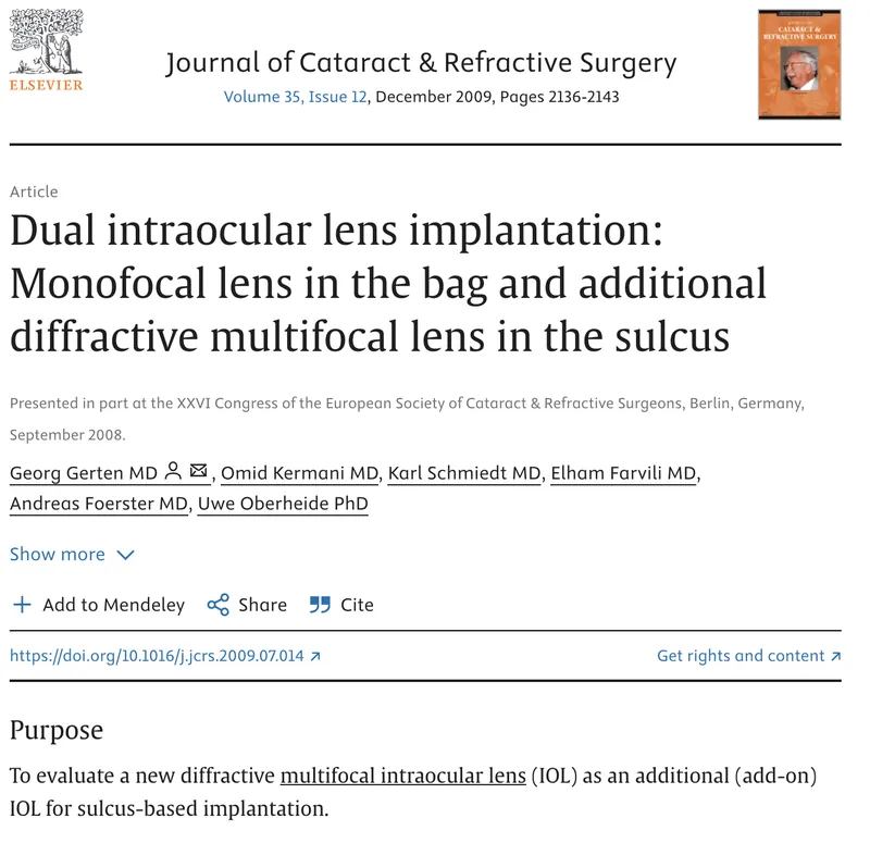 Dual IOL Implantation: Monofocal + Multifocal