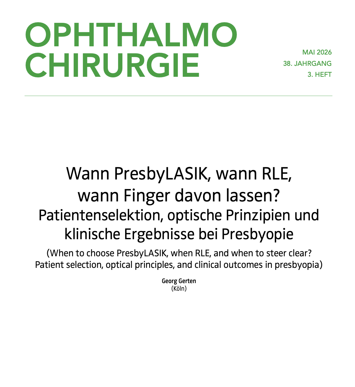 PresbyLASIK bei Alterssichtigkeit: Wann ist der Laser die richtige Wahl?